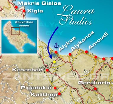 Zakynthos Zante Map - Alykes Area